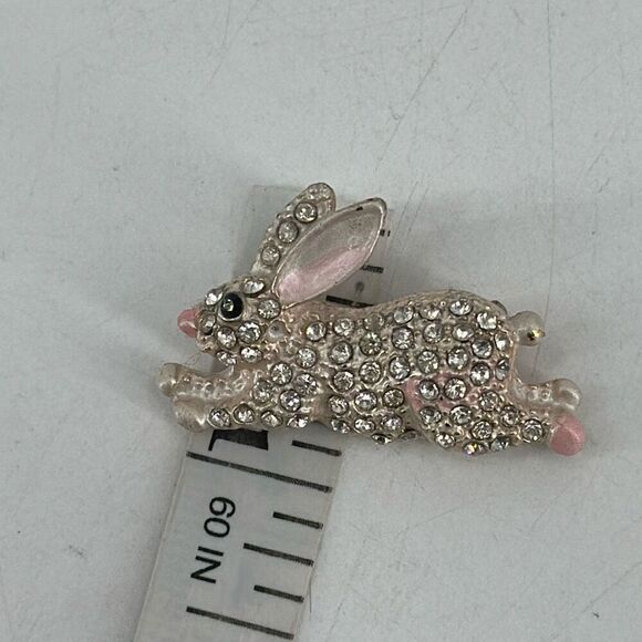 VTG Easter Rhinestone Pave Adorable Peter Cottontail Bunny Brooch - Picture 6 of 11